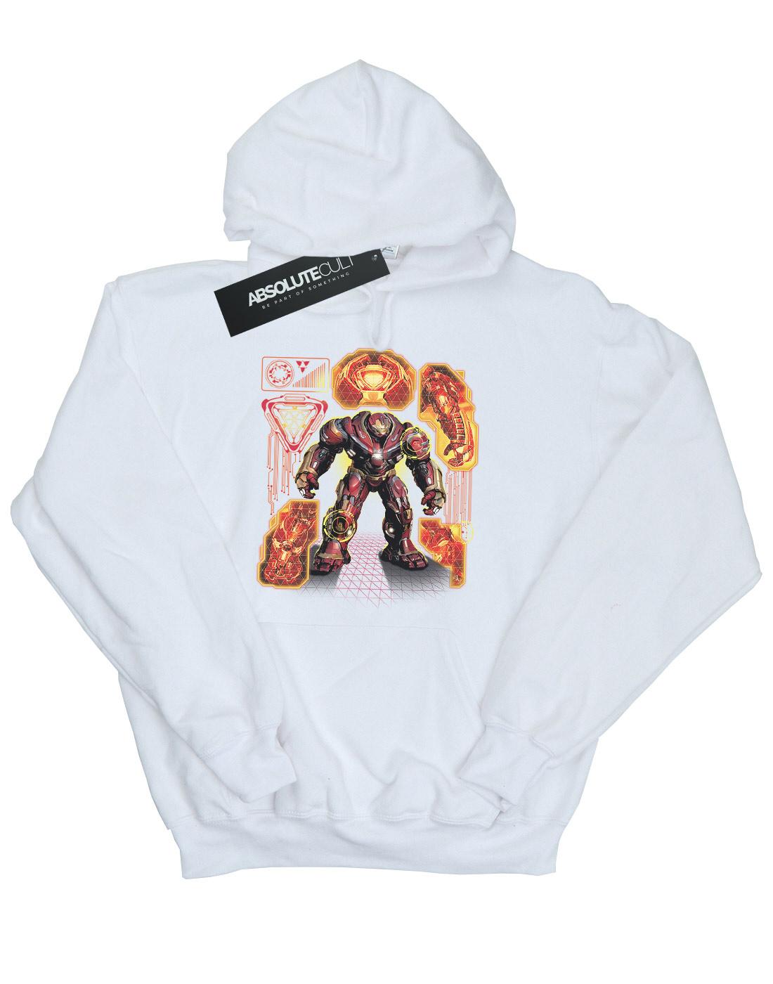 White - Front - Marvel Mens Avengers Infinity War Hulkbuster Blueprint Hoodie