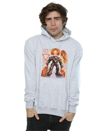 Sports Grey - Back - Marvel Mens Avengers Infinity War Hulkbuster Blueprint Hoodie