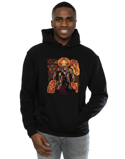 Black - Back - Marvel Mens Avengers Infinity War Hulkbuster Blueprint Hoodie