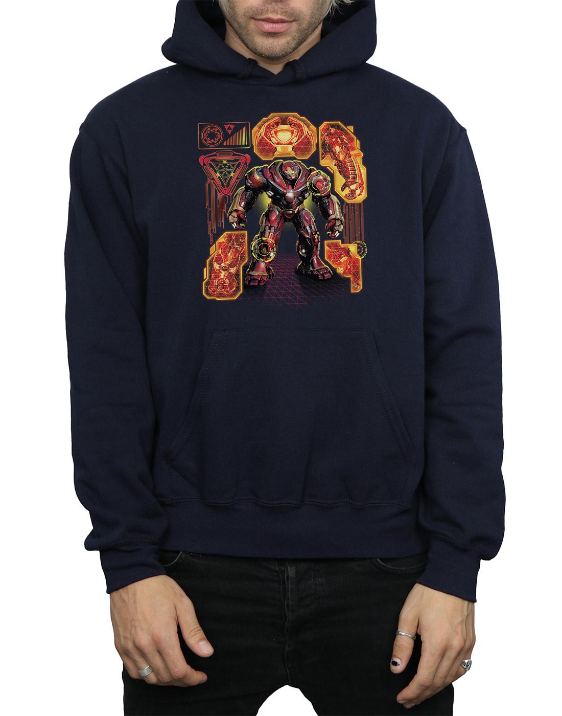 Navy Blue - Side - Marvel Mens Avengers Infinity War Hulkbuster Blueprint Hoodie