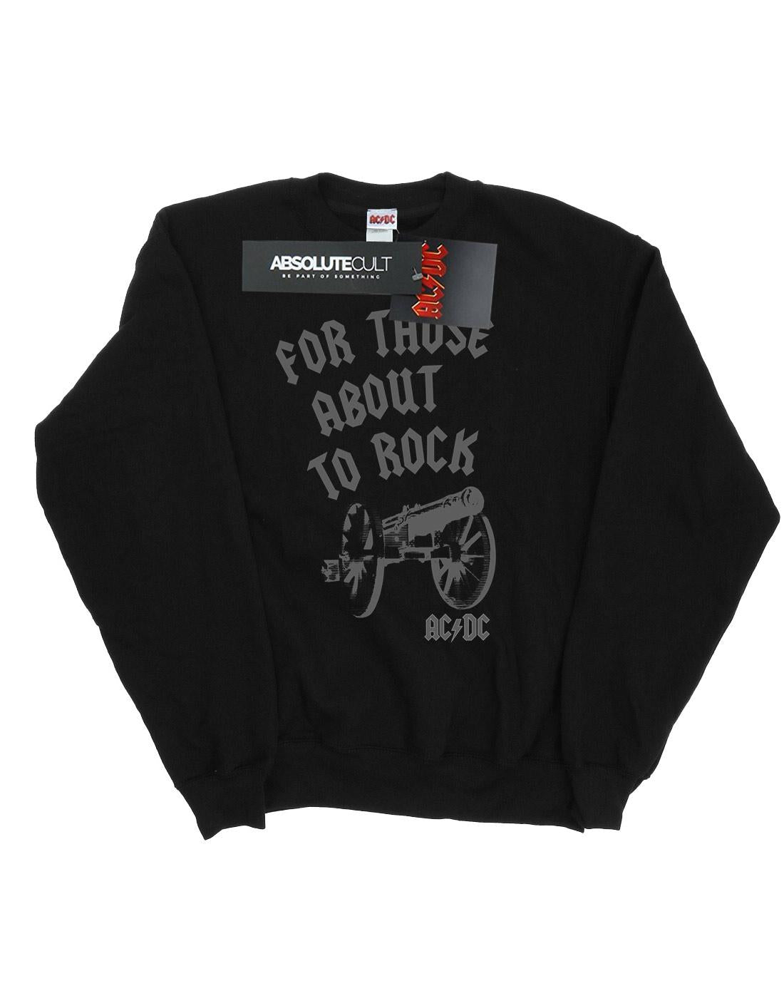 Black - Front - AC-DC Mens For Those About To Rock Cannon Cotton Sweatshirt