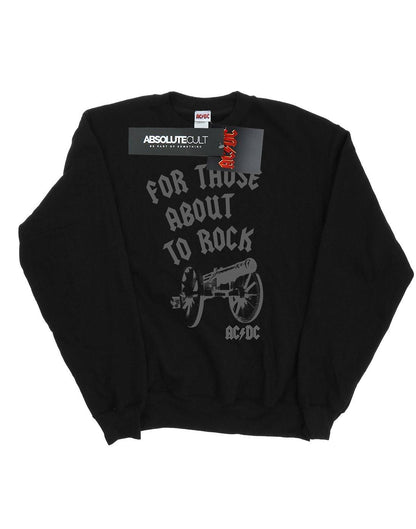 Black - Front - AC-DC Mens For Those About To Rock Cannon Cotton Sweatshirt