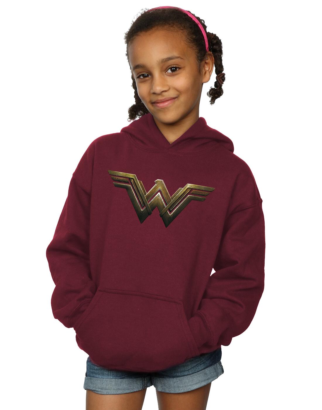 Burgundy - Back - DC Comics Girls Wonder Woman Logo Hoodie