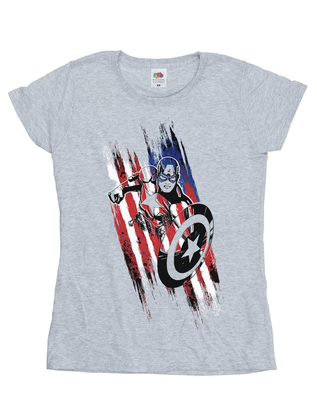 Sports Grey - Front - Marvel Womens-Ladies Avengers Captain America Streaks Cotton T-Shirt