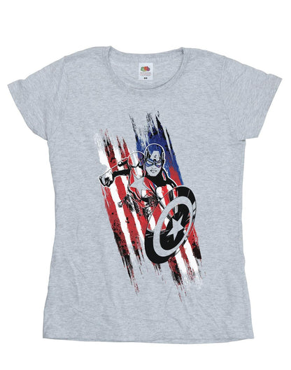 Sports Grey - Front - Marvel Womens-Ladies Avengers Captain America Streaks Cotton T-Shirt