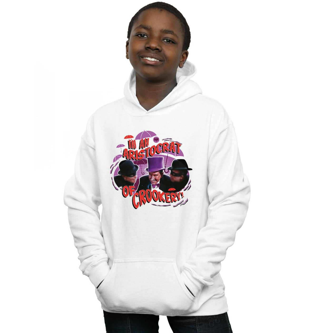 White - Back - DC Comics Boys Batman TV Series The Penguin Aristocrat Hoodie