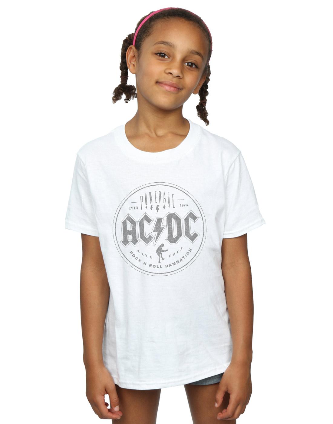 White - Back - AC-DC Girls Rock N Roll Damnation Black Cotton T-Shirt