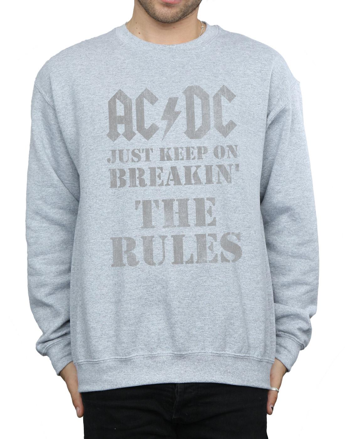 Sports Grey - Side - AC-DC Mens Just Keep On Breaking The Rules Cotton Sweatshirt