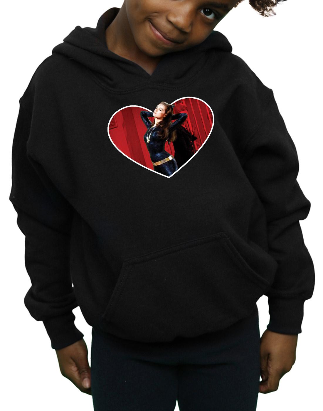 Black - Side - DC Comics Girls Batman TV Series Catwoman Heart Hoodie