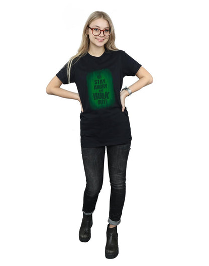Black - Lifestyle - Marvel Womens-Ladies Hulk Stay Angry Cotton Boyfriend T-Shirt