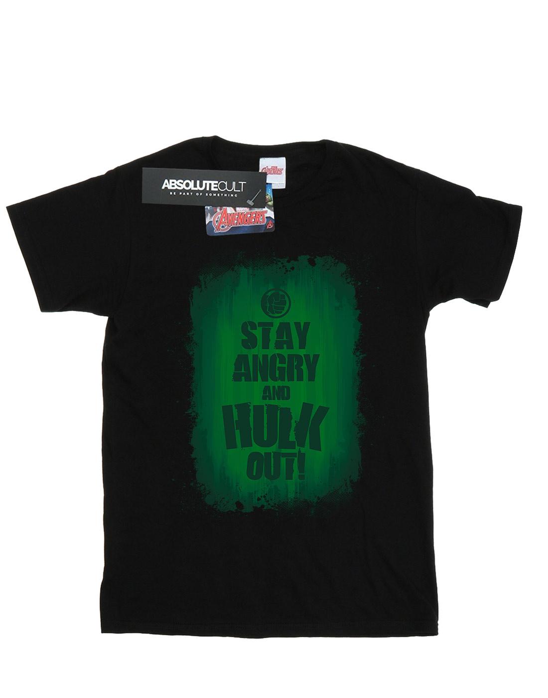 Black - Front - Marvel Womens-Ladies Hulk Stay Angry Cotton Boyfriend T-Shirt