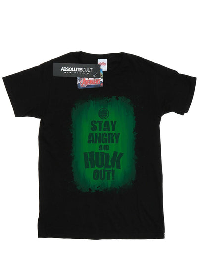Black - Front - Marvel Womens-Ladies Hulk Stay Angry Cotton Boyfriend T-Shirt