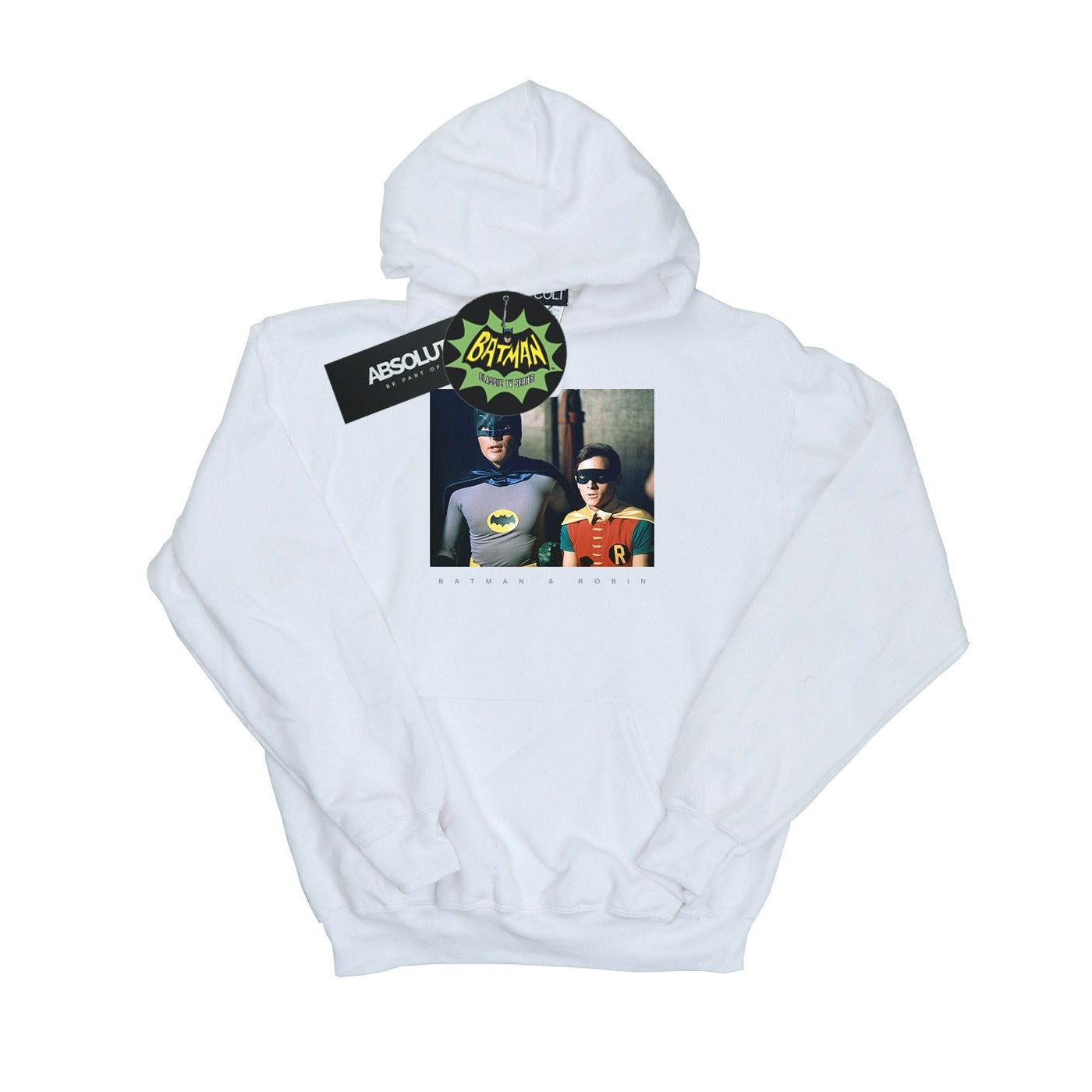 White - Front - DC Comics Boys Batman TV Series Dynamic Duo Photograph Hoodie