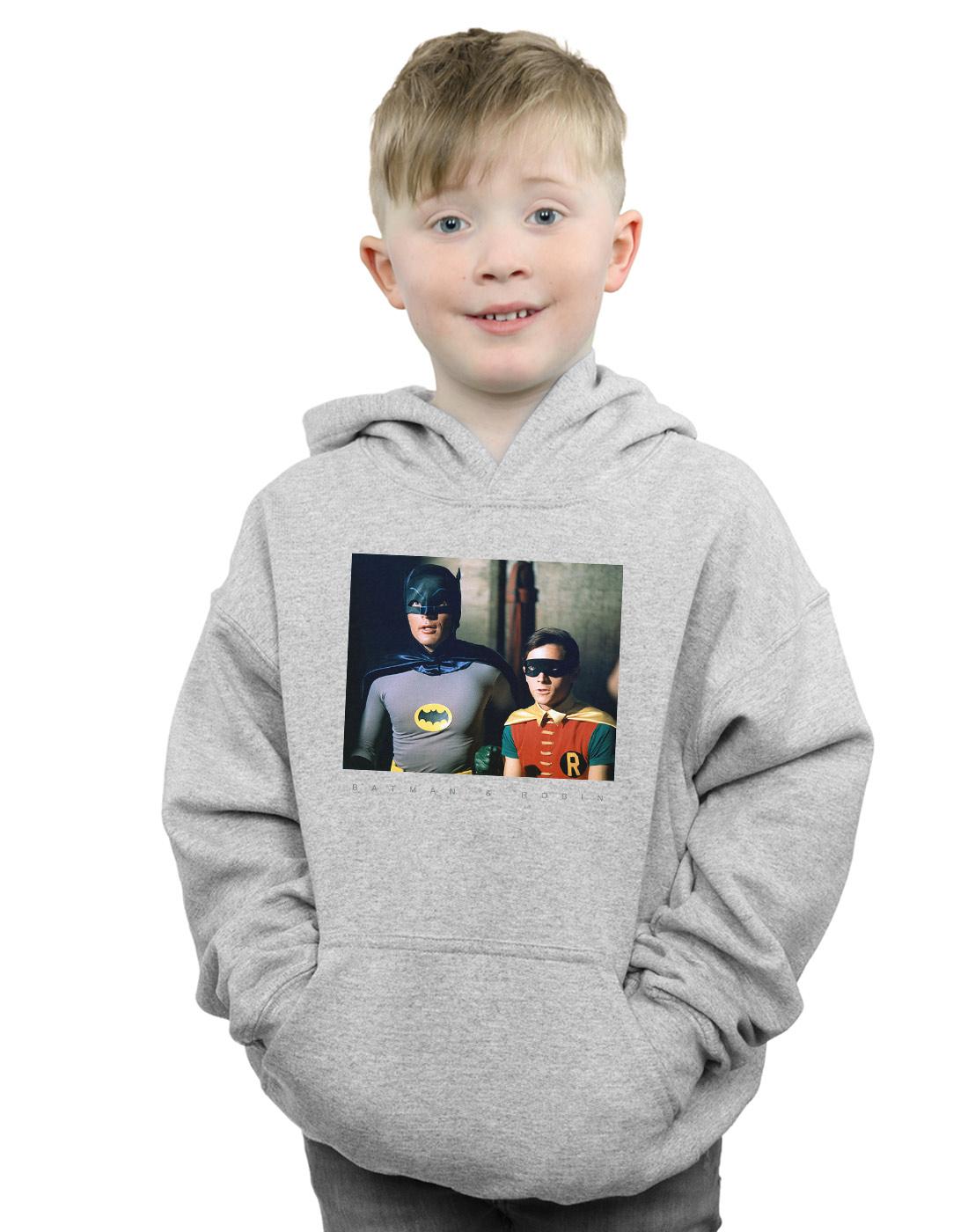 Sports Grey - Back - DC Comics Boys Batman TV Series Dynamic Duo Photograph Hoodie