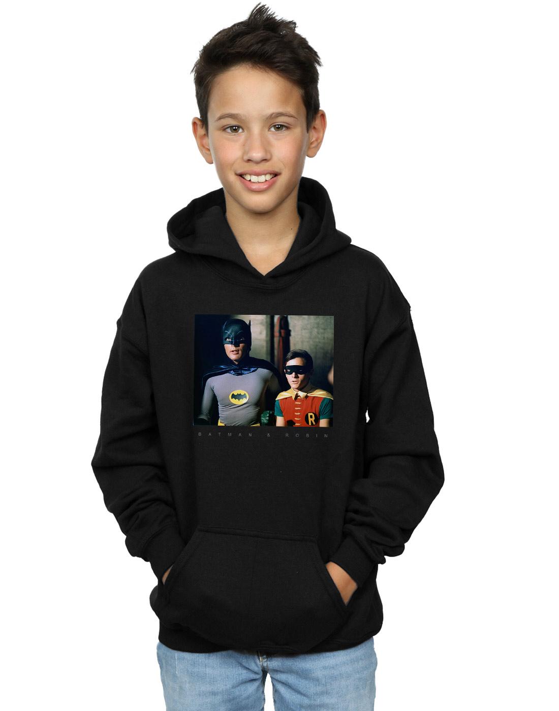 Black - Back - DC Comics Boys Batman TV Series Dynamic Duo Photograph Hoodie