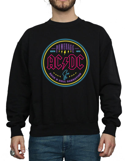 Black - Side - AC-DC Mens Circle Neon Cotton Sweatshirt