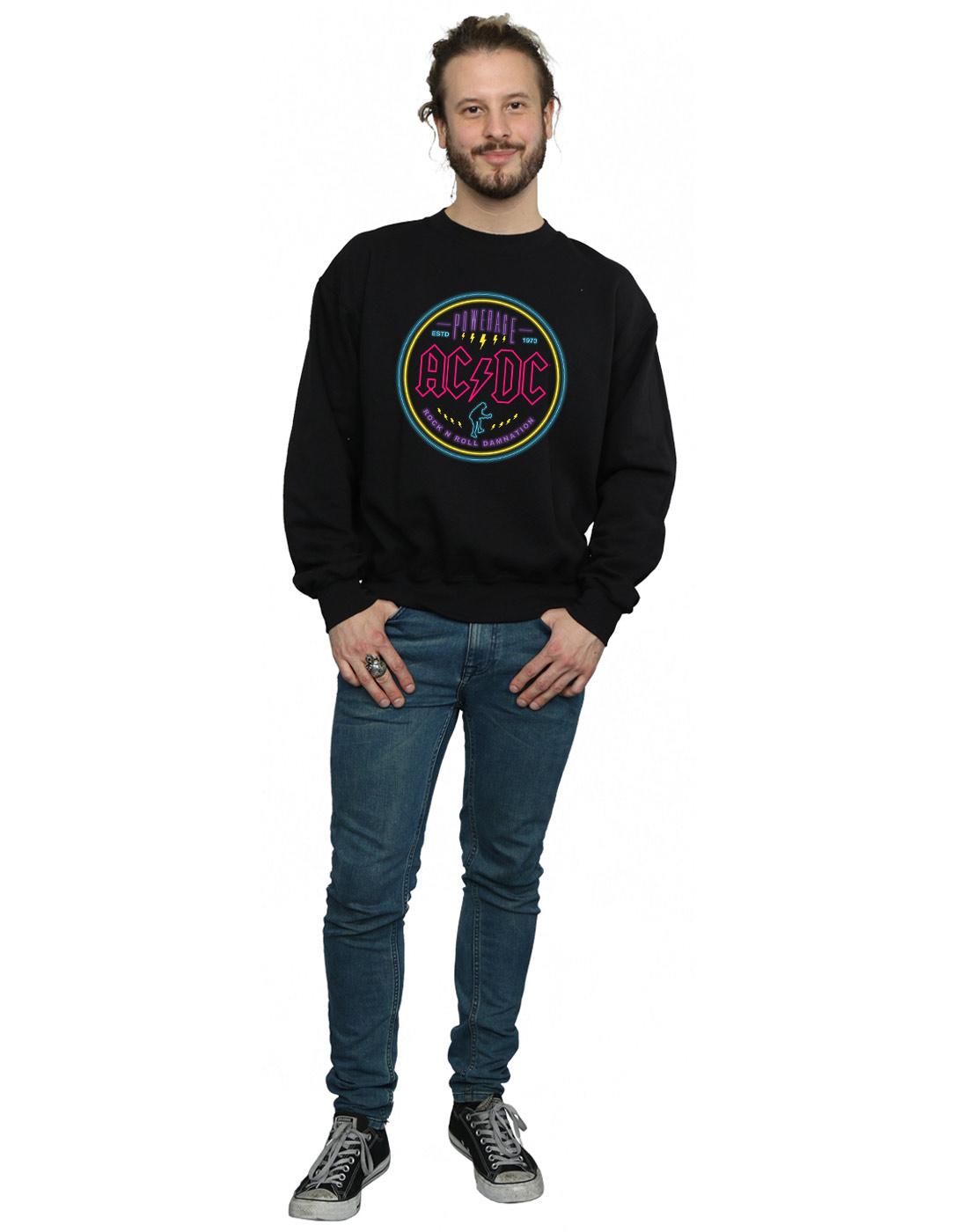 Black - Lifestyle - AC-DC Mens Circle Neon Cotton Sweatshirt