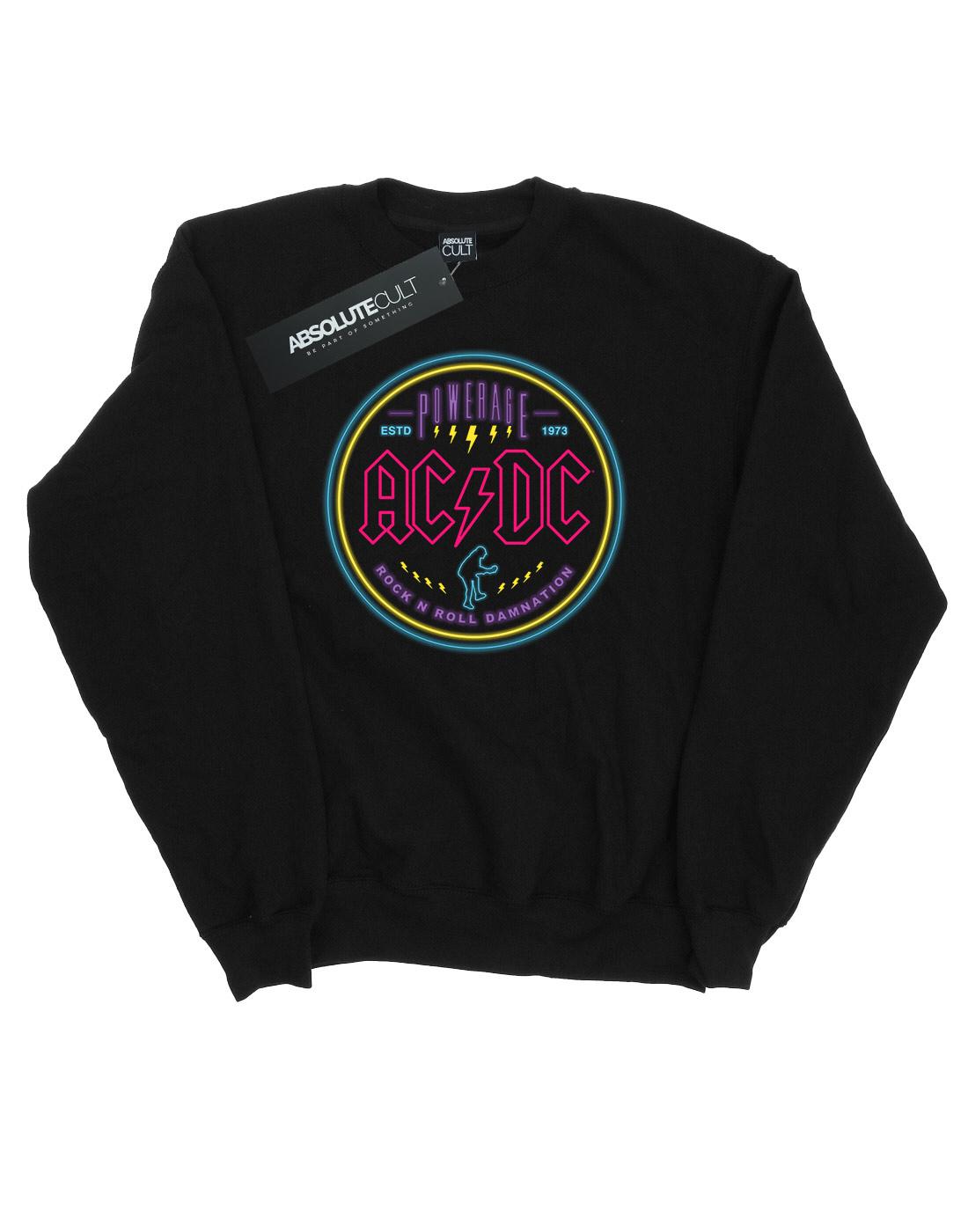 Black - Front - AC-DC Mens Circle Neon Cotton Sweatshirt