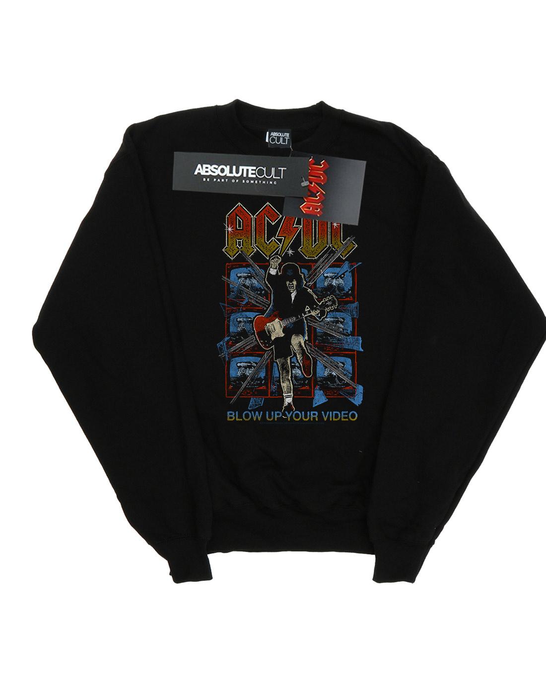 Black - Front - AC-DC Mens Blow Up Your Video Cotton Sweatshirt