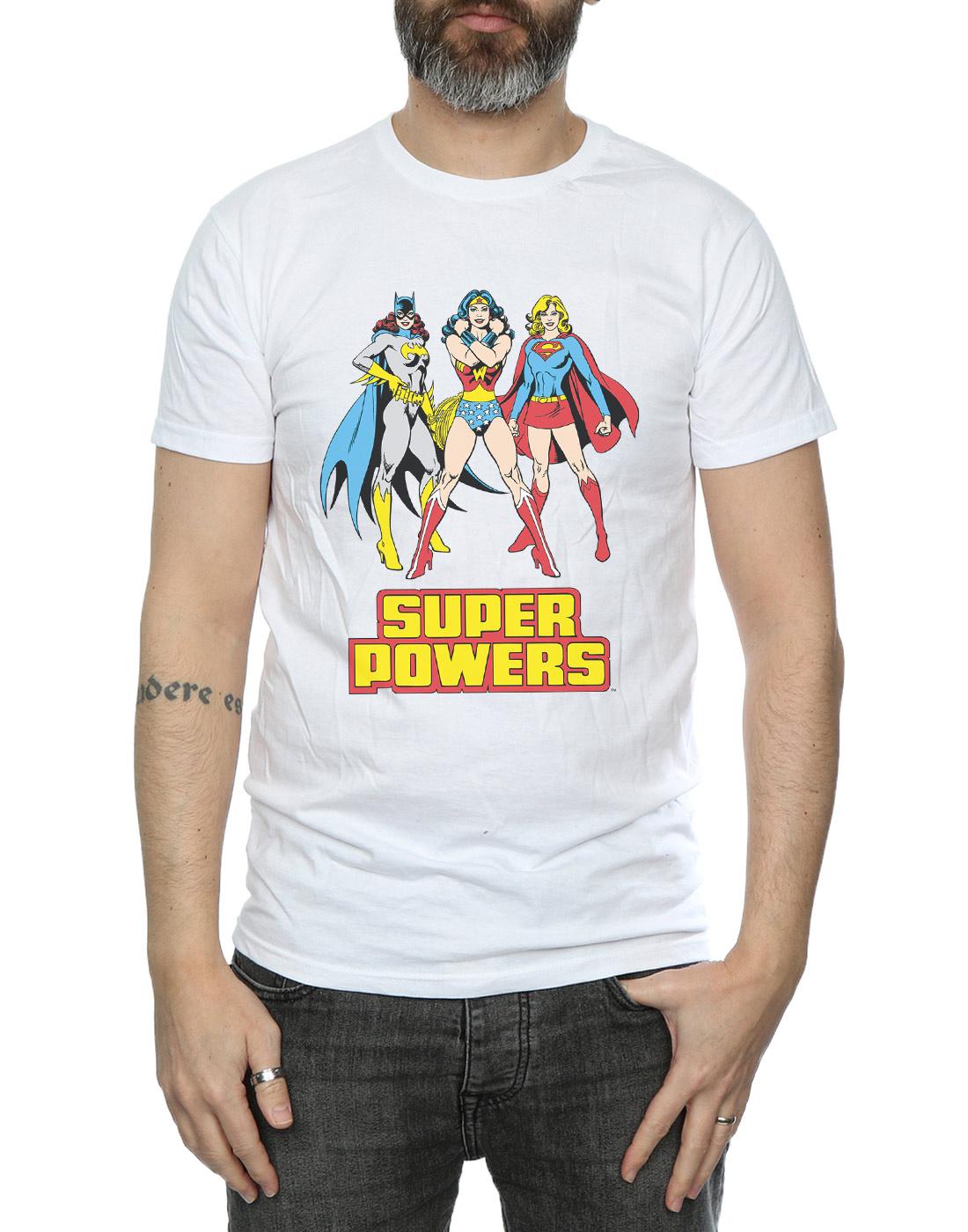 White - Side - DC Super Hero Girls Mens Super Power Wonder Woman Group Cotton T-Shirt