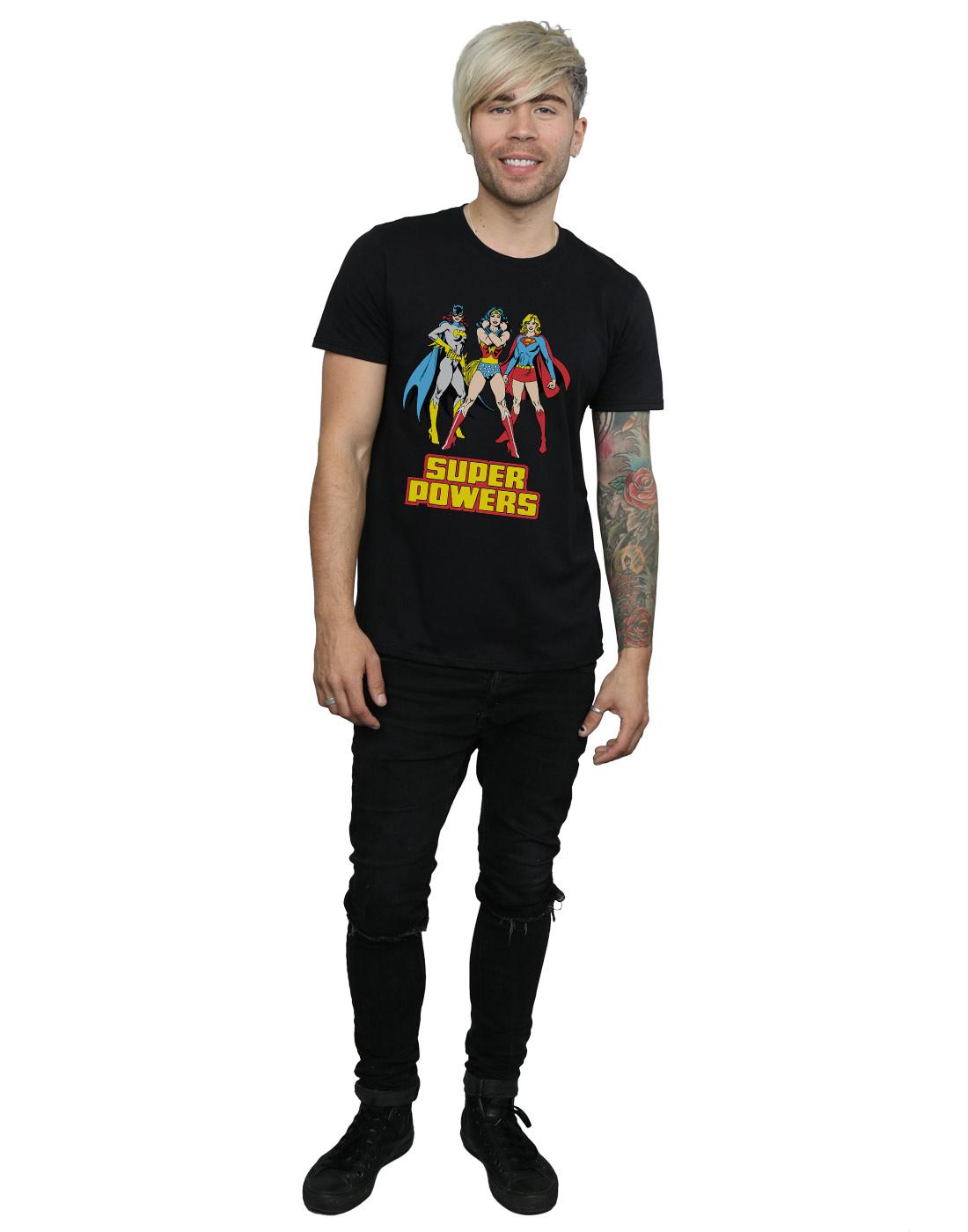 Black - Close up - DC Super Hero Girls Mens Super Power Wonder Woman Group Cotton T-Shirt