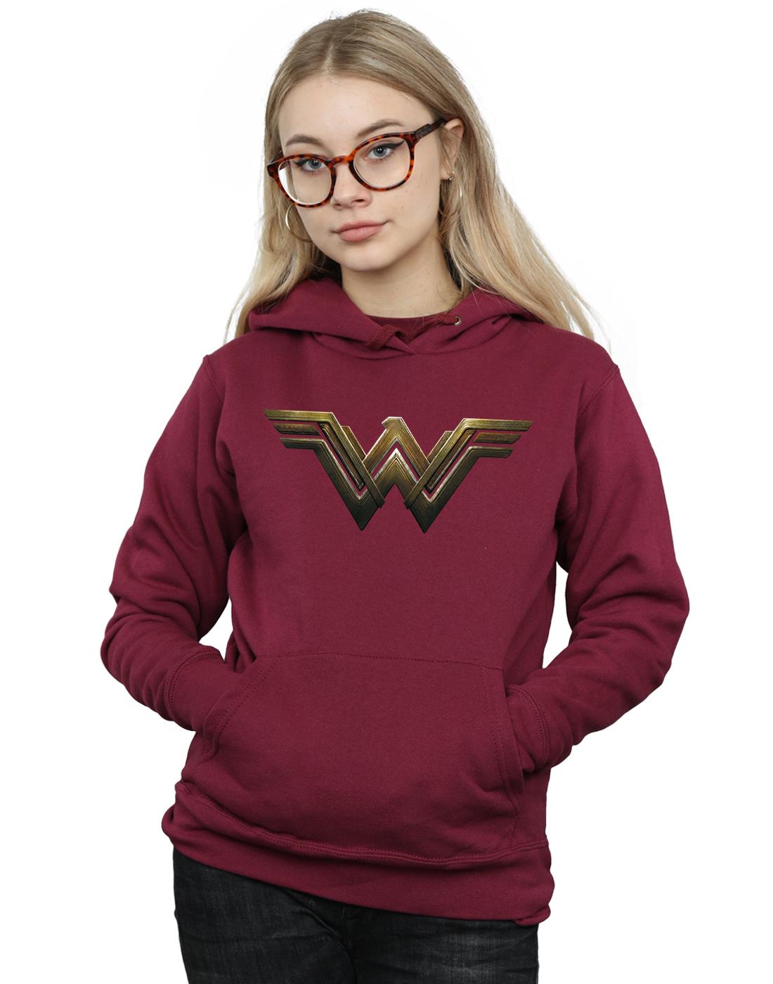 Burgundy - Back - DC Comics Womens-Ladies Wonder Woman Logo Hoodie