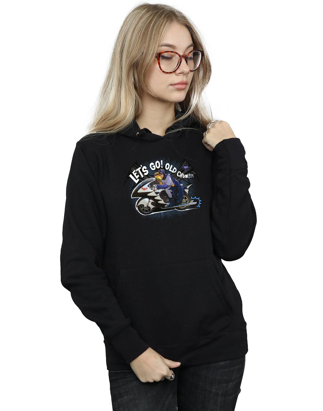 Black - Back - DC Comics Womens-Ladies Batman TV Series Bat Bike Hoodie