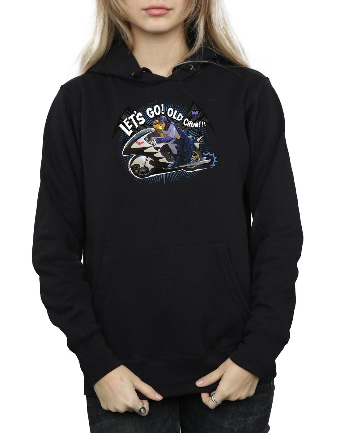 Black - Side - DC Comics Womens-Ladies Batman TV Series Bat Bike Hoodie