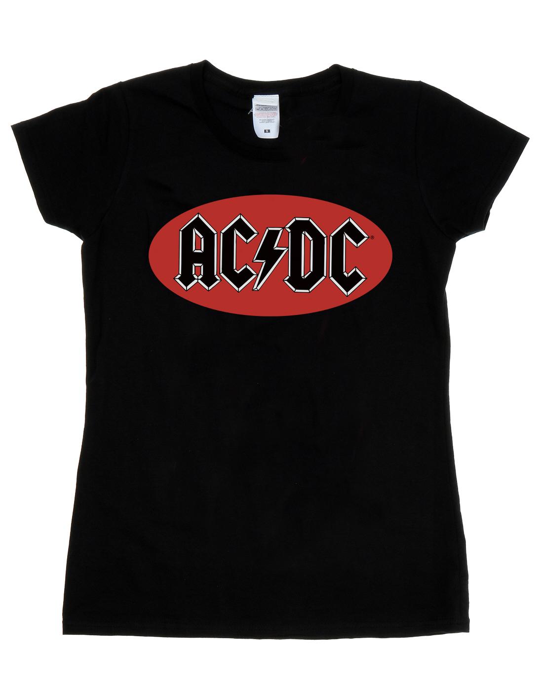 Black - Front - AC-DC Womens-Ladies Red Circle Logo Cotton T-Shirt