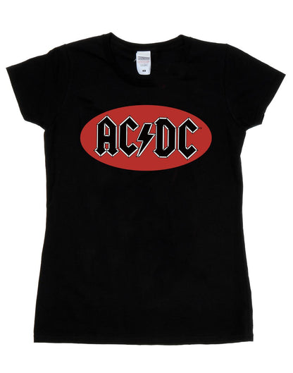 Black - Front - AC-DC Womens-Ladies Red Circle Logo Cotton T-Shirt