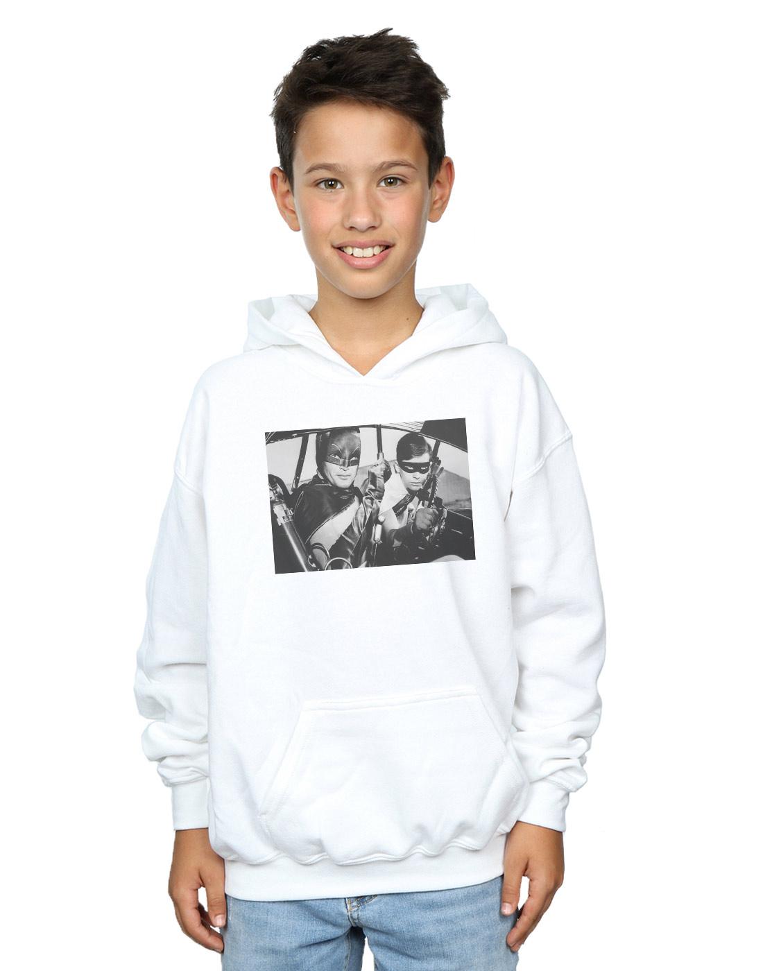 White - Back - DC Comics Boys Batman TV Series Ready For Action Hoodie