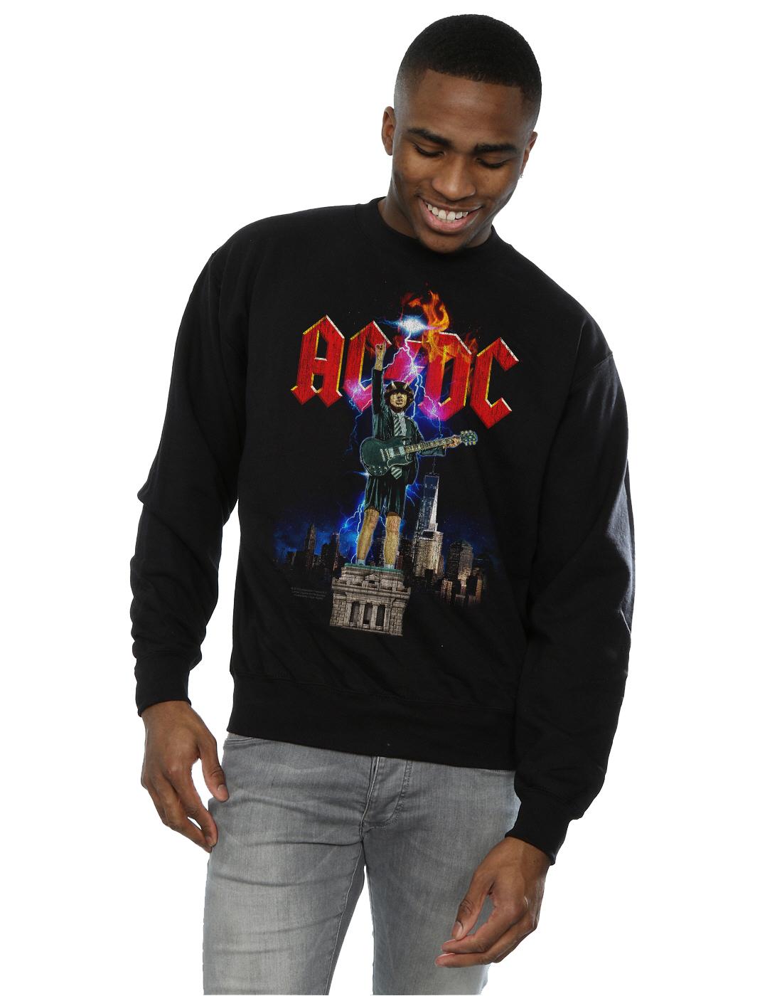 Black - Back - AC-DC Mens Angus NYC Cotton Sweatshirt