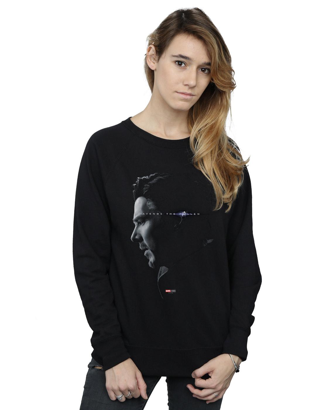 Black - Back - Marvel Womens-Ladies Avengers Endgame Avenge The Fallen Doctor Strange Sweatshirt