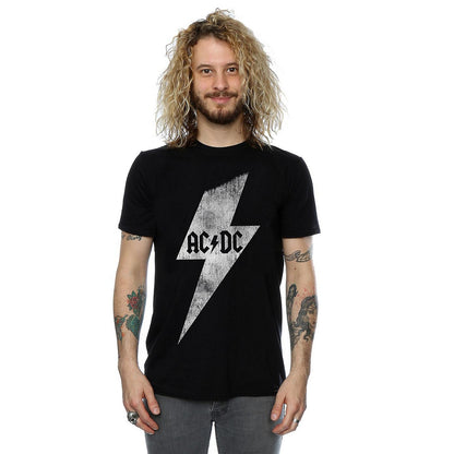 Black - Side - AC-DC Mens Lightning Bolt Cotton T-Shirt