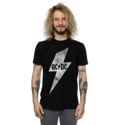 Black - Pack Shot - AC-DC Mens Lightning Bolt Cotton T-Shirt