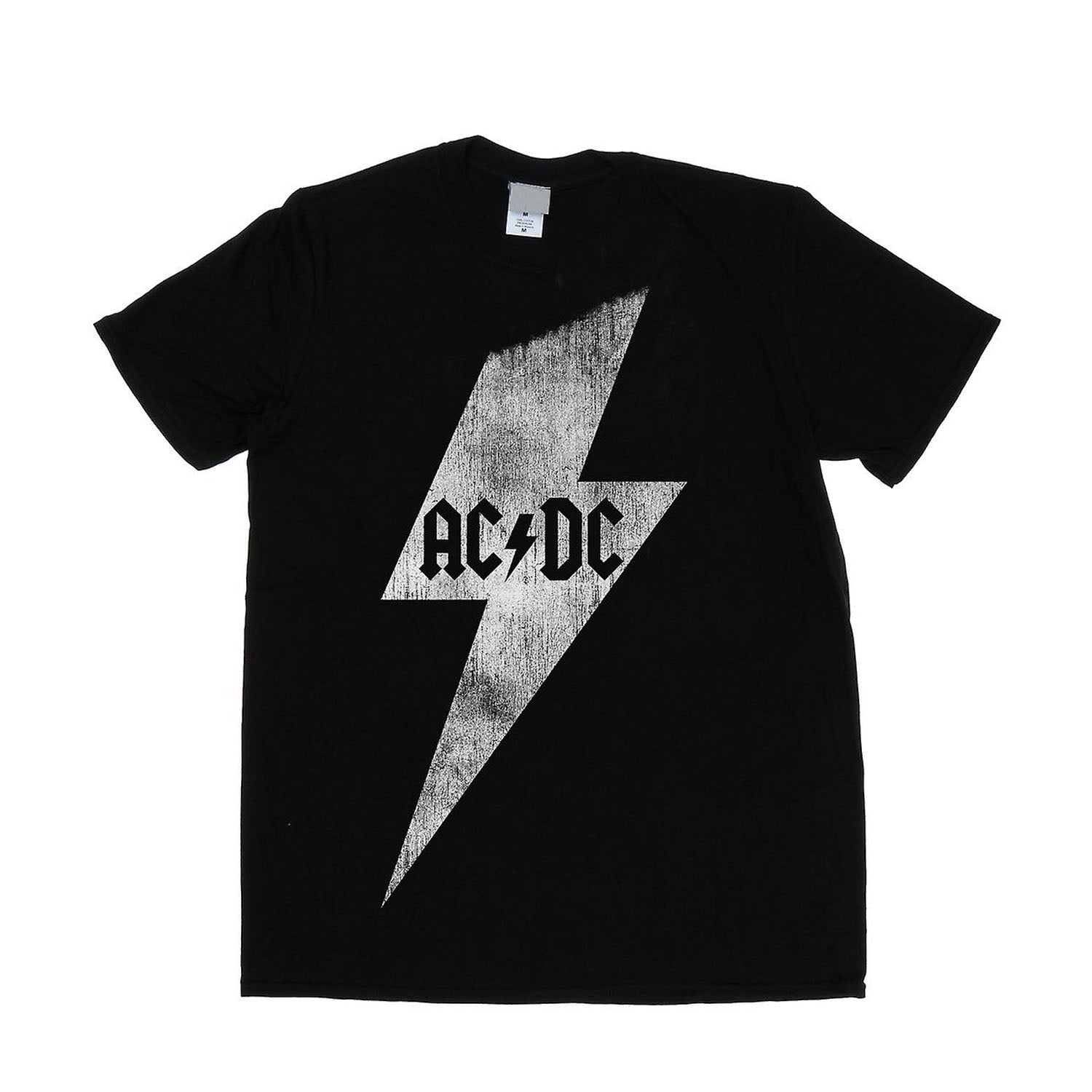 Black - Front - AC-DC Mens Lightning Bolt Cotton T-Shirt