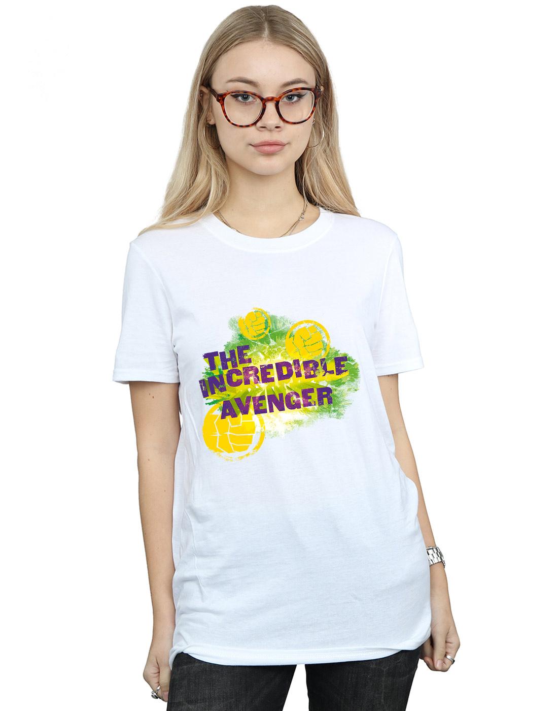 White - Back - Marvel Womens-Ladies Hulk Incredible Avenger Cotton Boyfriend T-Shirt