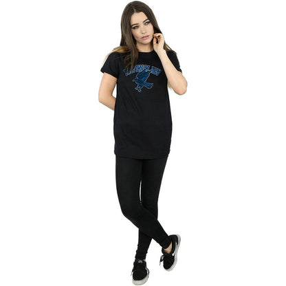 Black - Side - Harry Potter Womens-Ladies Ravenclaw Emblem Cotton Boyfriend T-Shirt