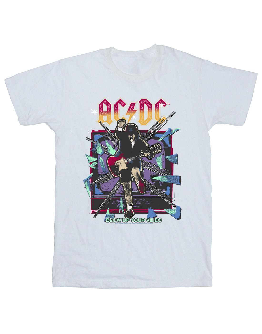 White - Front - ACDC Girls Blow Up Your Video Jump Cotton T-Shirt
