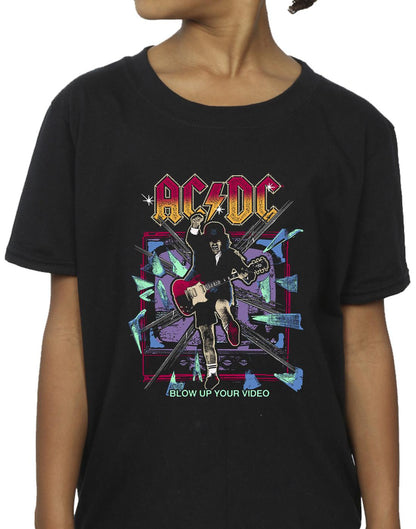 Black - Side - ACDC Girls Blow Up Your Video Jump Cotton T-Shirt