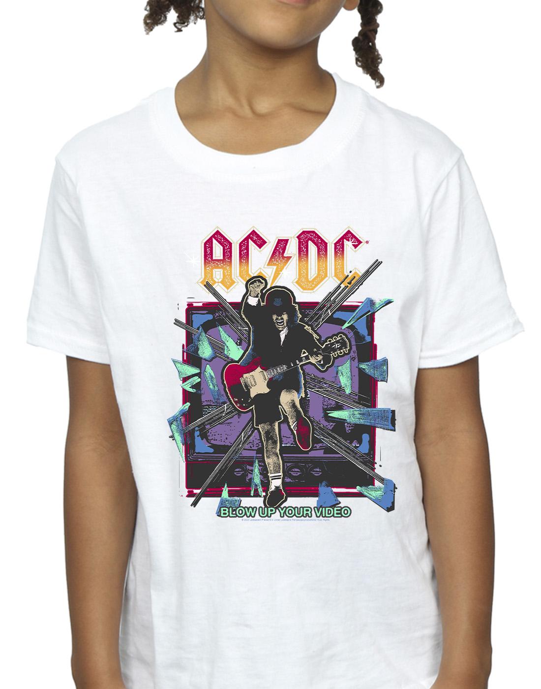 White - Side - ACDC Girls Blow Up Your Video Jump Cotton T-Shirt