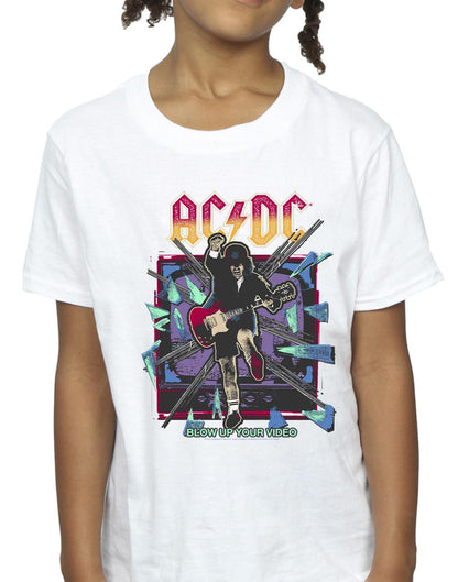 White - Side - ACDC Girls Blow Up Your Video Jump Cotton T-Shirt