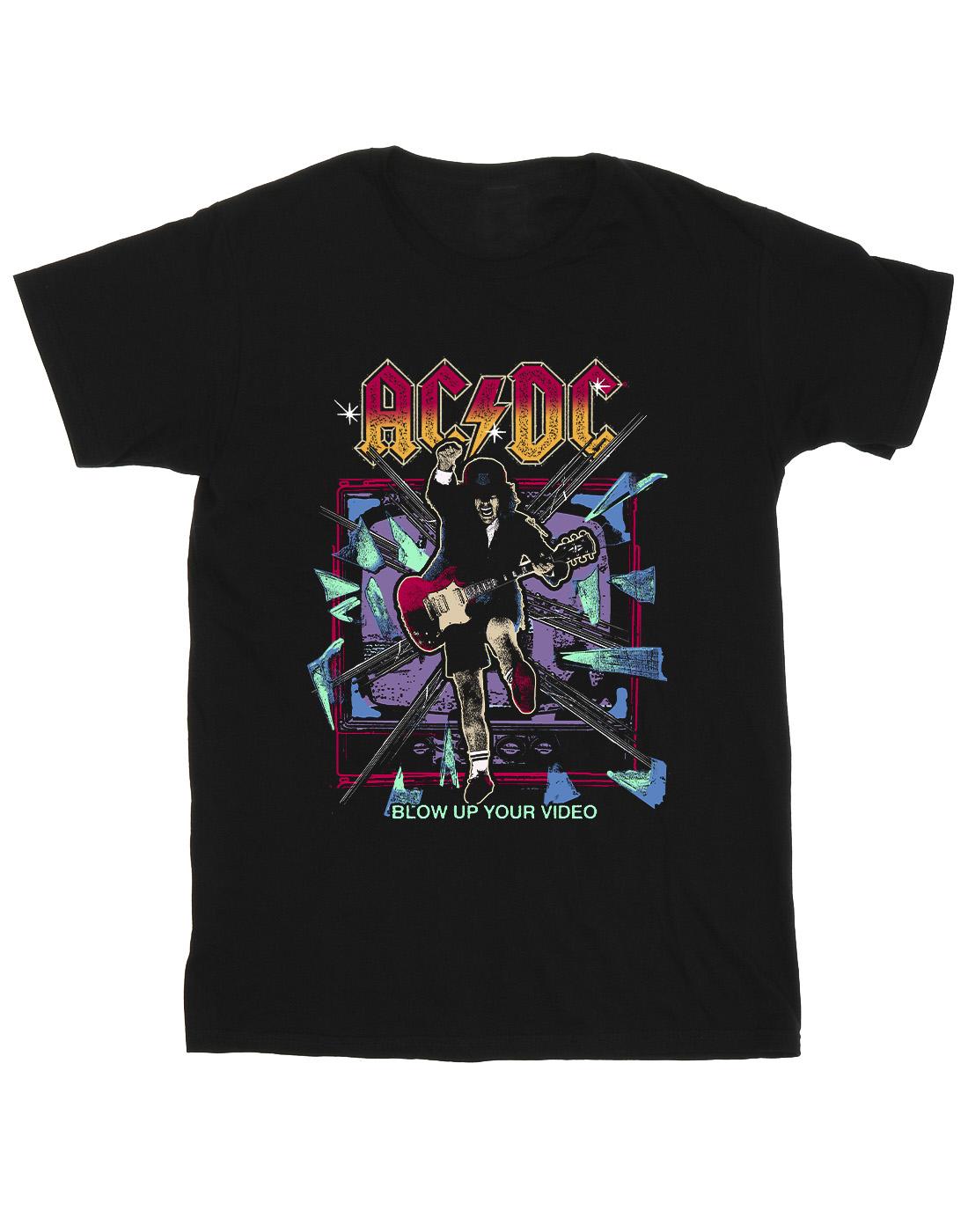 Black - Front - ACDC Girls Blow Up Your Video Jump Cotton T-Shirt