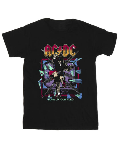 Black - Front - ACDC Girls Blow Up Your Video Jump Cotton T-Shirt