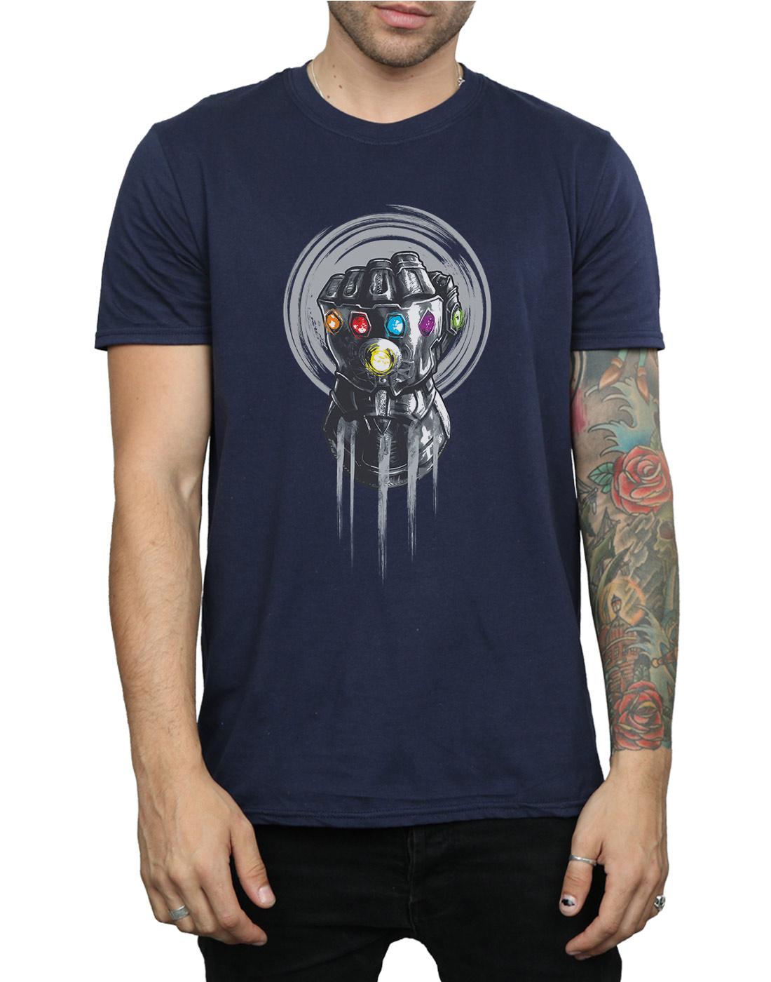 Navy Blue - Side - Avengers Infinity War Mens Gauntlet Cotton T-Shirt
