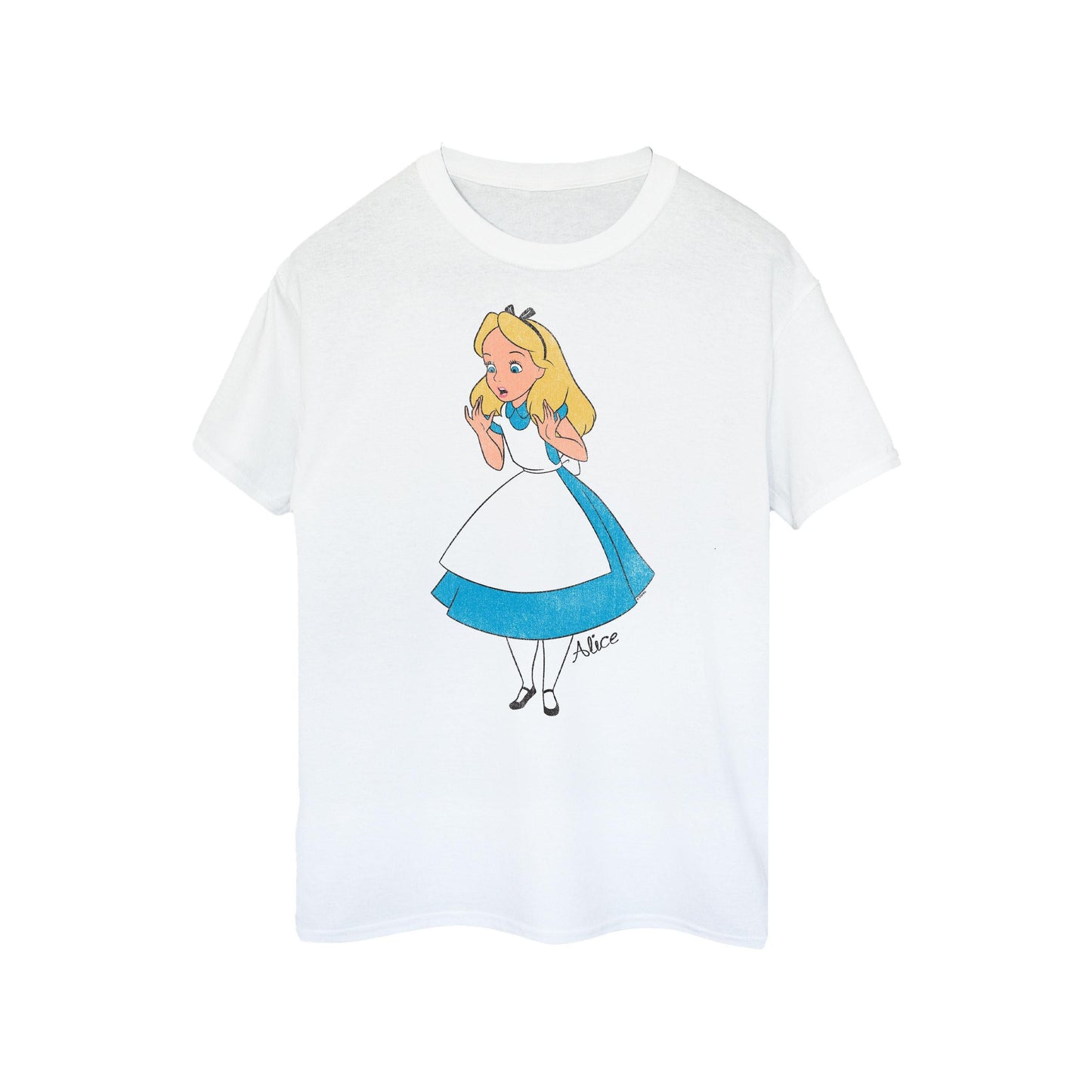 White - Front - Alice In Wonderland Womens-Ladies Classic Boyfriend Cotton T-Shirt