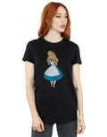 Black - Back - Alice In Wonderland Womens-Ladies Classic Boyfriend Cotton T-Shirt