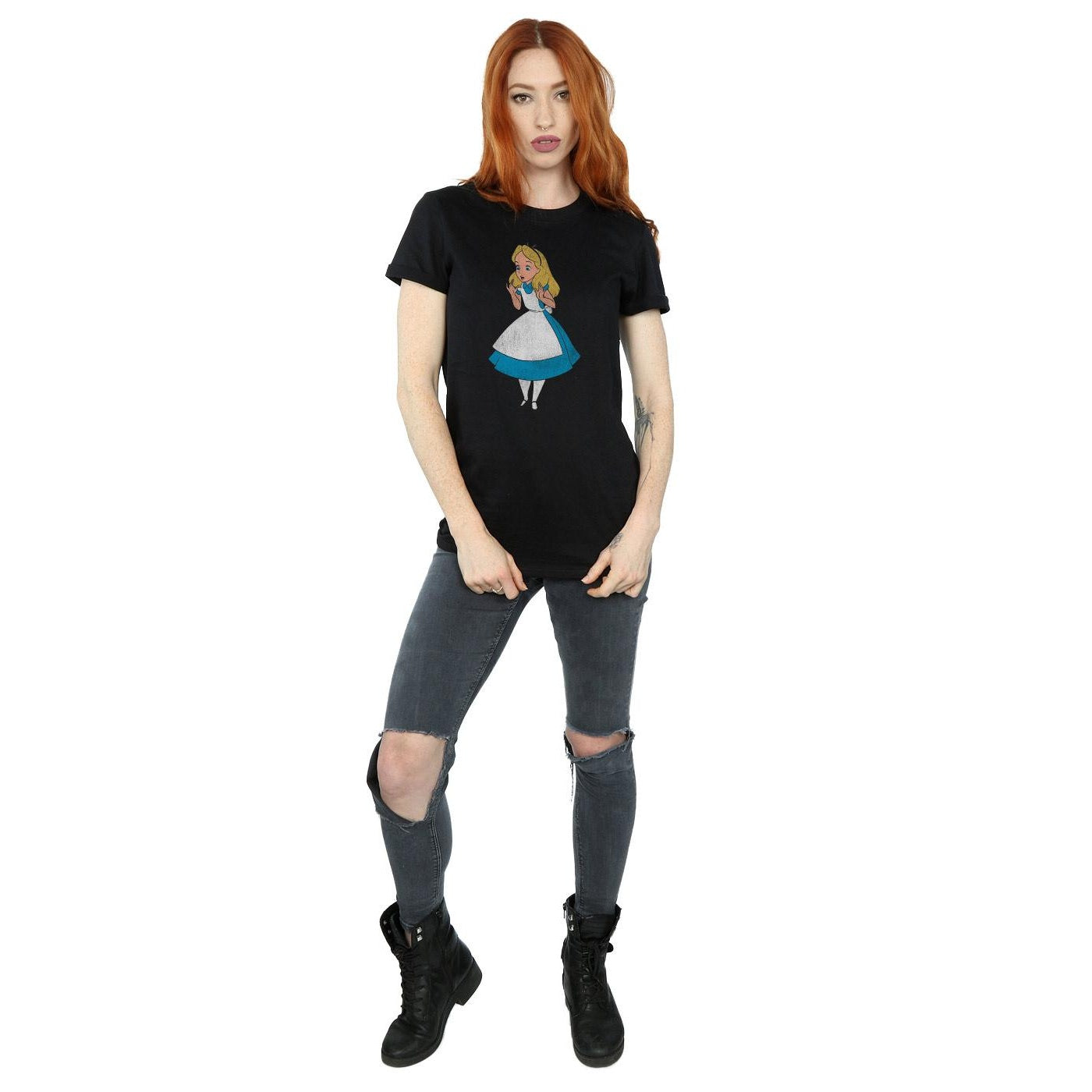 Black - Lifestyle - Alice In Wonderland Womens-Ladies Classic Boyfriend Cotton T-Shirt