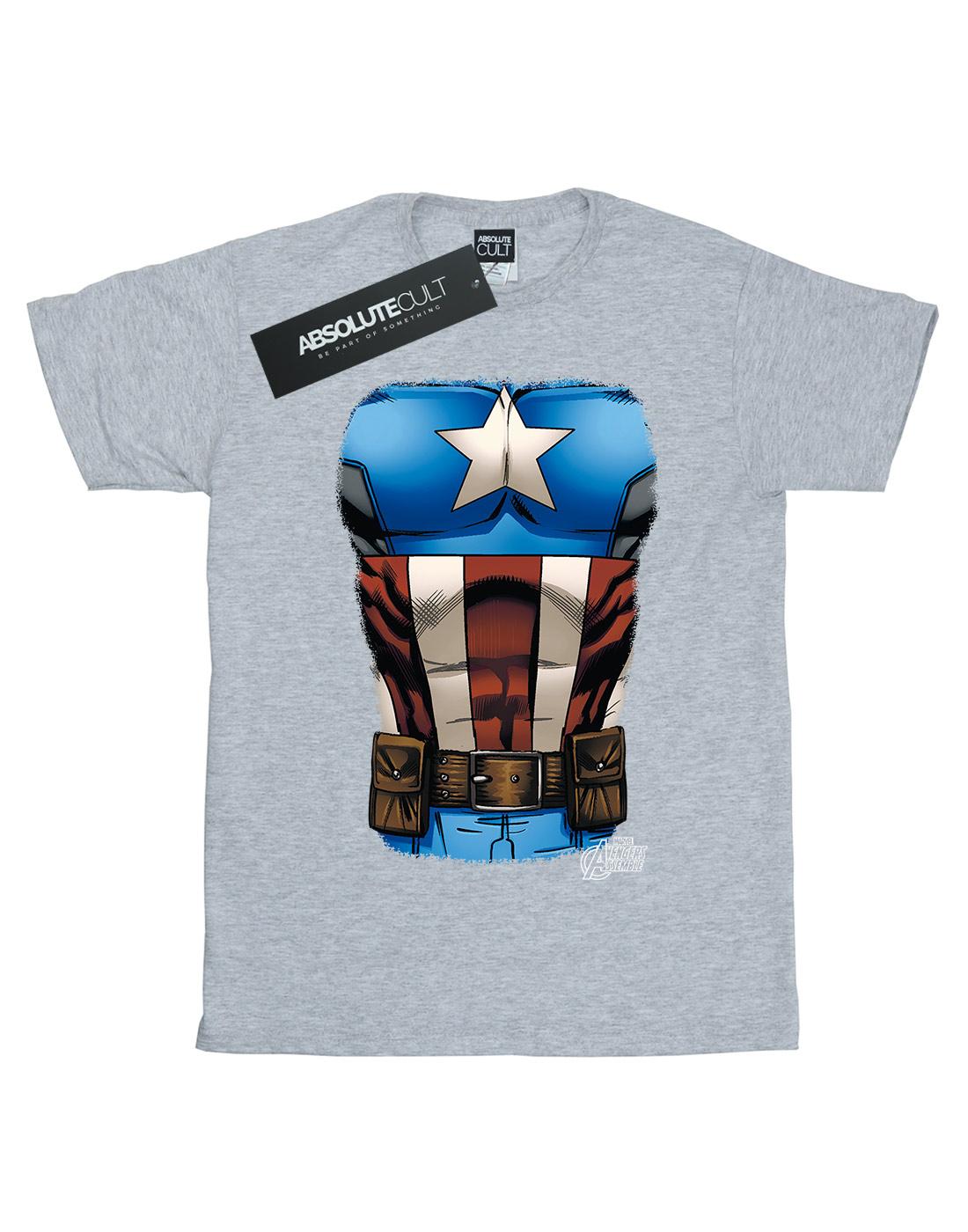 Sports Grey - Front - Marvel Womens-Ladies Captain America Chest Burst Cotton Boyfriend T-Shirt