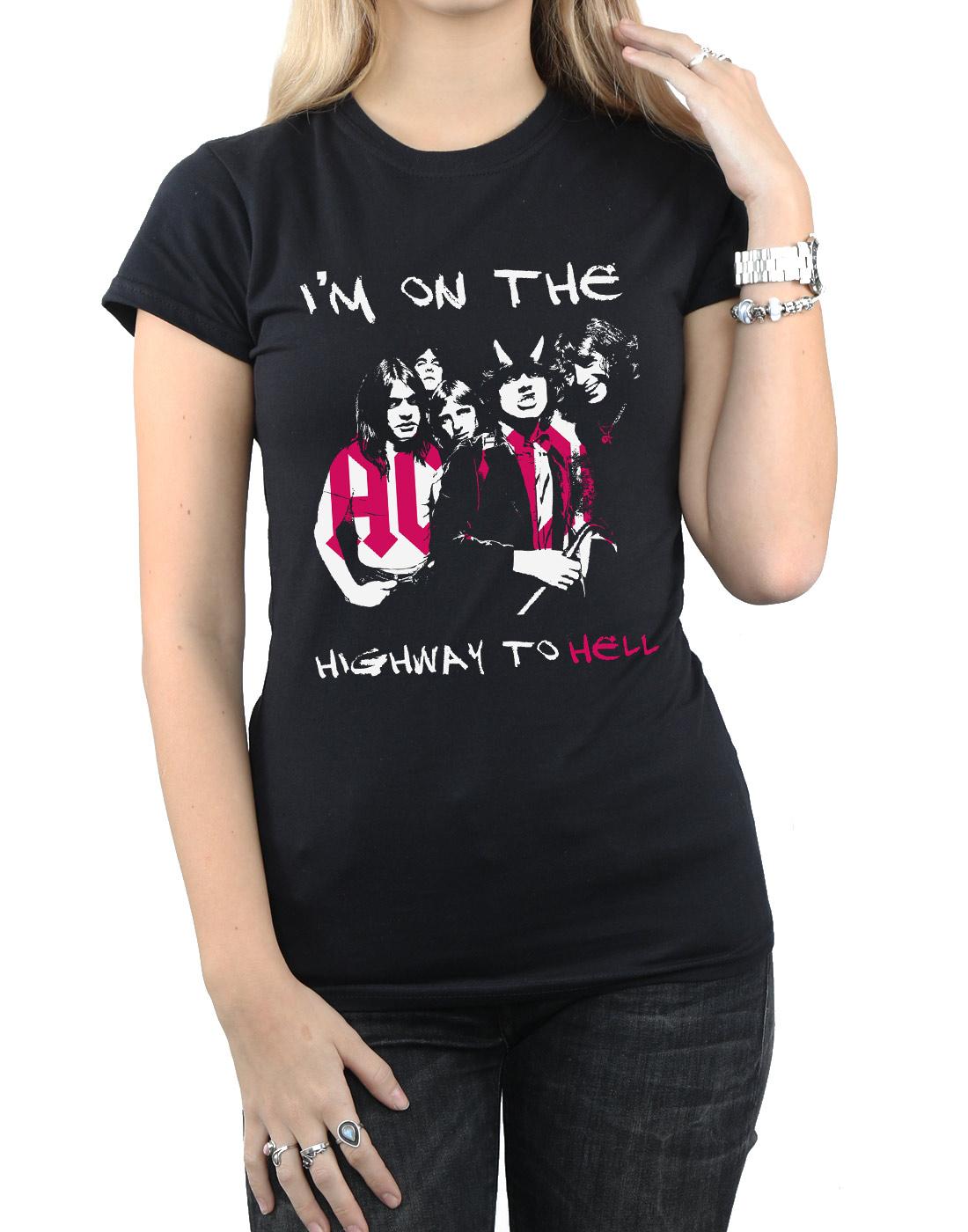 Black - Side - AC-DC Womens-Ladies I´m On The Highway To Hell Cotton T-Shirt
